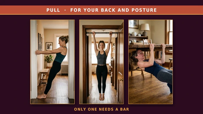 Pull, for your back and posture: only one needs a bar