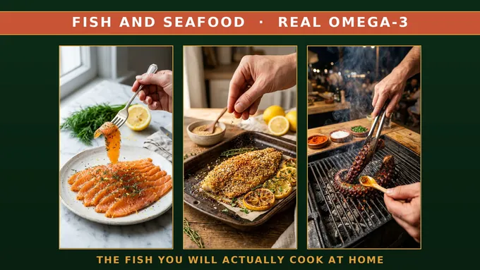 Fish and seafood, real omega-3: the fish you will actually cook at home