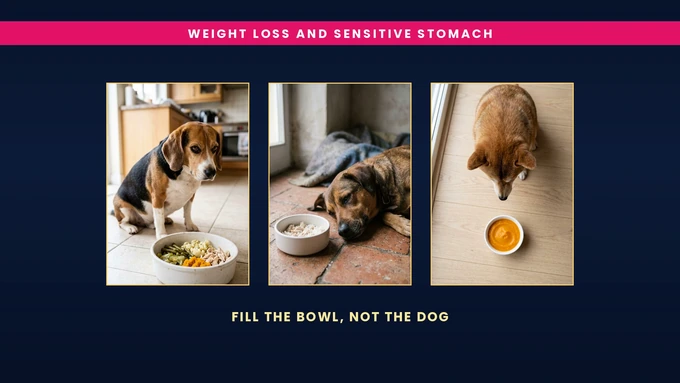 Weight loss and sensitive stomach: fill the bowl, not the dog