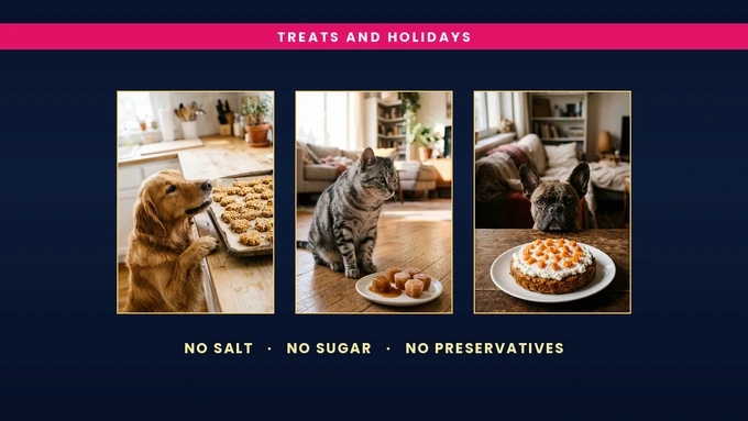 Treats and holidays: no salt, no sugar, no preservatives