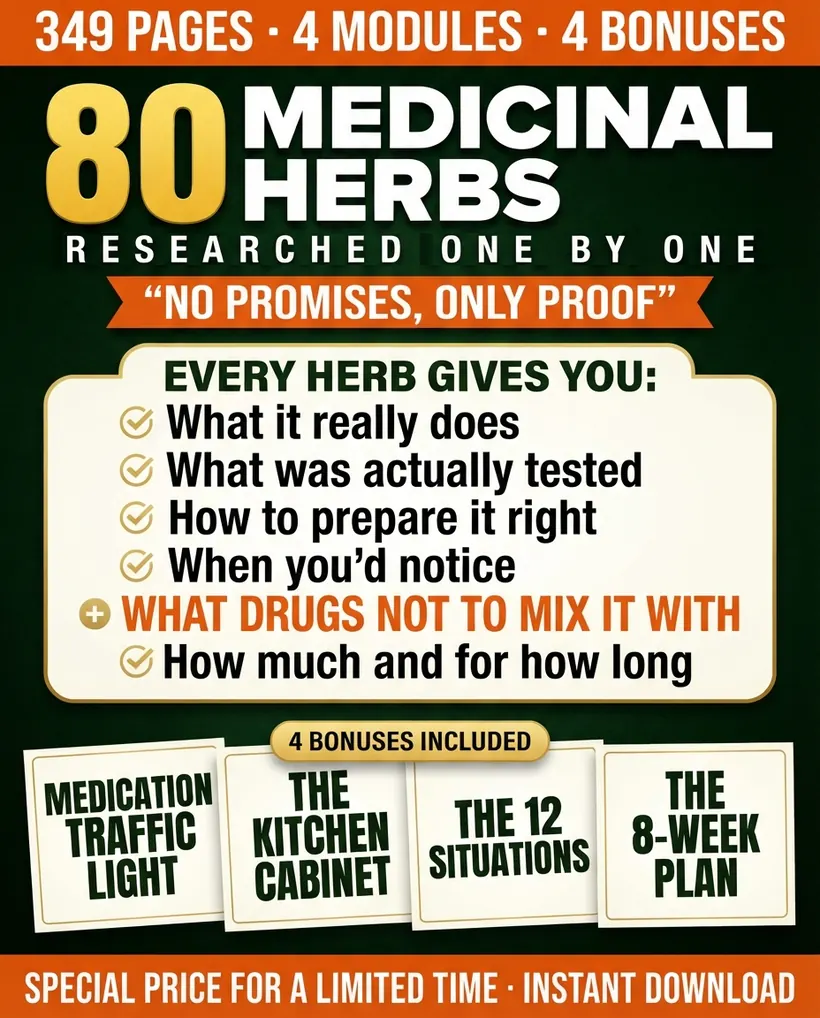 What each of the 80 herbs carries: what it's for, what was tested, how it's prepared, how many days to notice, what not to mix it with and how much