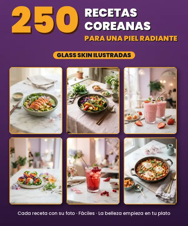 El recetario: 250 recetas de Glass Skin ilustradas, 635 páginas, 3 módulos y 5 bonos