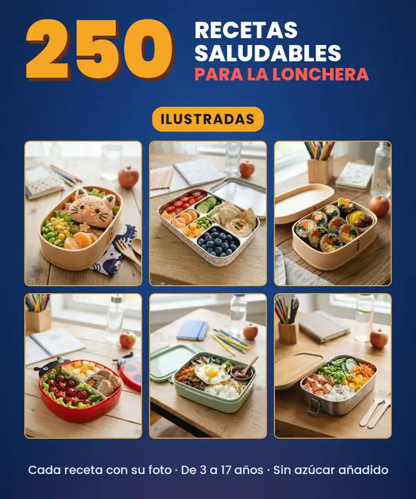 El recetario: 250 recetas de loncheras escolares ilustradas, 660 páginas, 3 módulos y 5 bonos