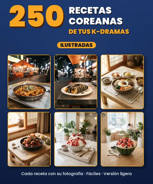 El recetario: 250 recetas de K-dramas ilustradas, 637 páginas, 3 módulos y 5 bonos