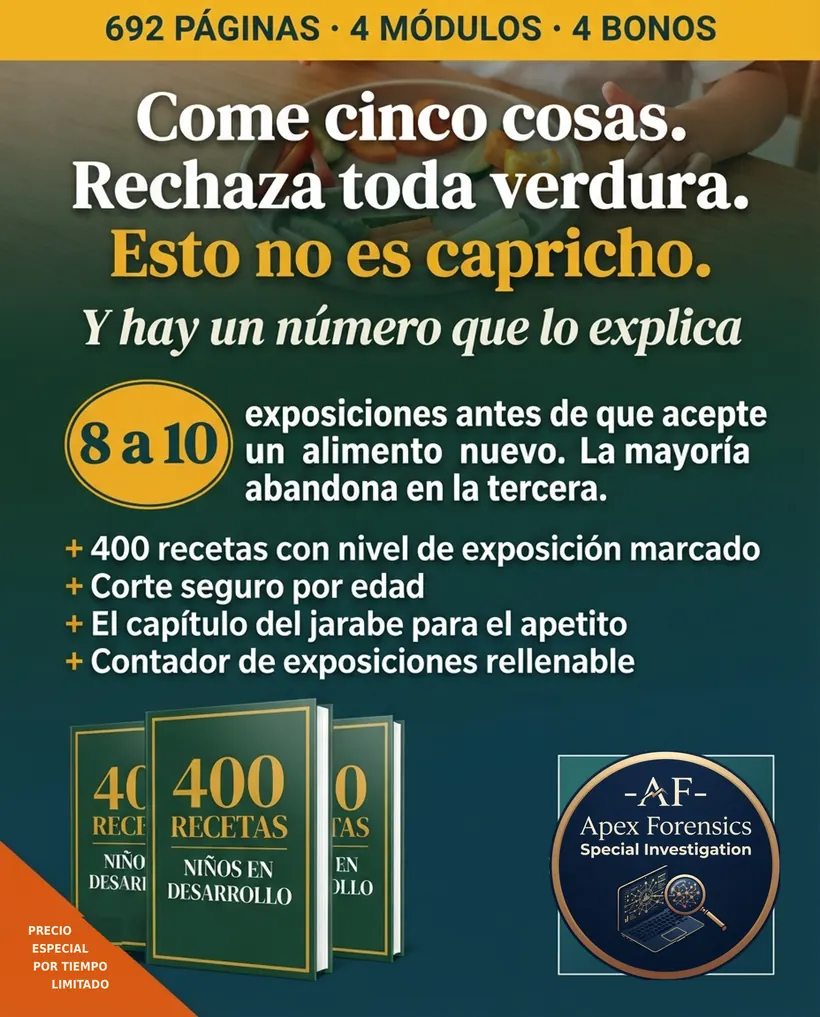 Entre ocho y diez exposiciones antes de que acepte un alimento nuevo; la mayoría abandona en la tercera