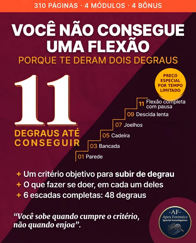 Da parede até a flexão completa em onze degraus, com critério para subir em cada um
