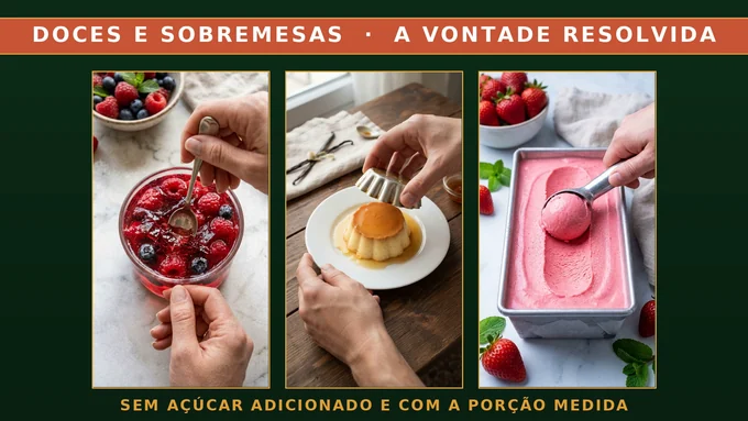 Doces e sobremesas, a vontade resolvida: sem açúcar adicionado e com a porção medida